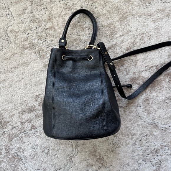 Status Anxiety Black Leather Drawstring Bucket Crossbody Bag - Picture 6 of 10